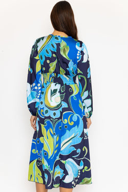 Carraig Donn Alina Midi Dress in Blue Print