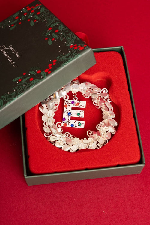 Alphabet Wreath E Christmas Tree Decoration