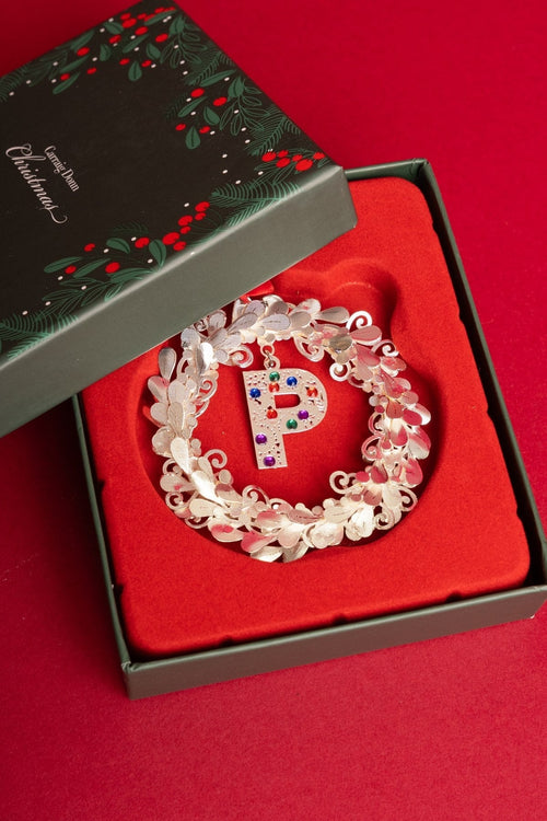 Alphabet Wreath P Christmas Tree Decoration