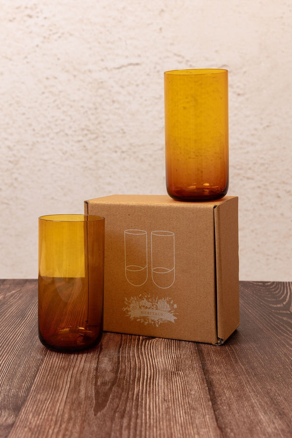 Amber Glass Hiball Set Of 2 Glasses Carraig Donn