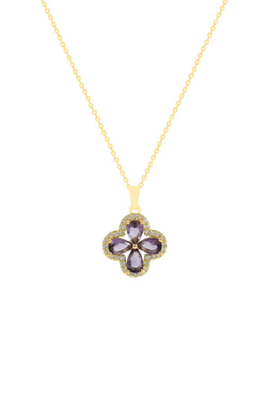 Carraig Donn Amethyst Clover Pendant Necklace