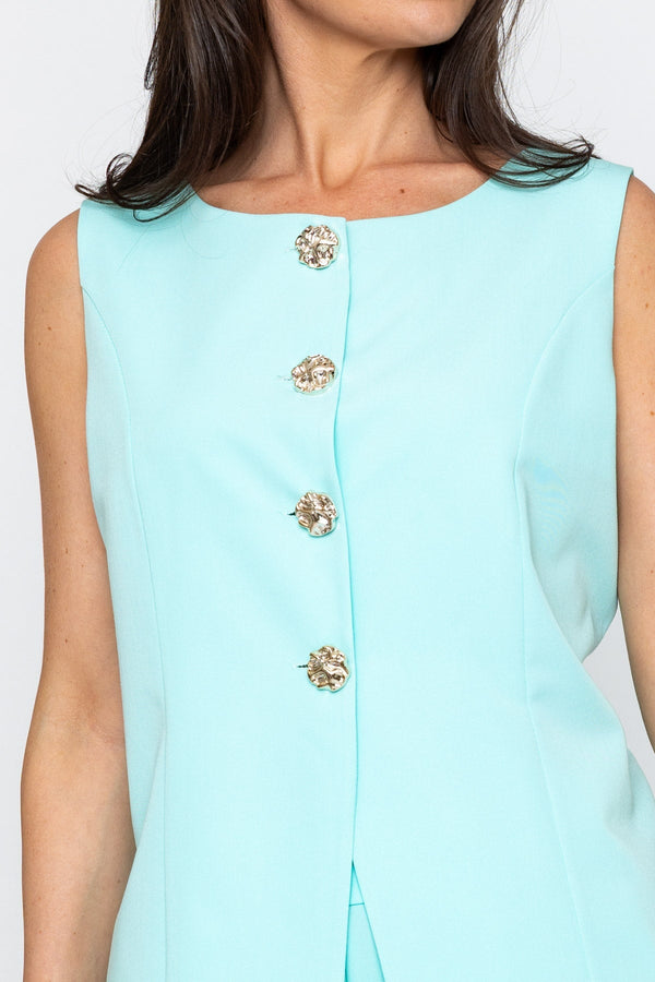 Carraig Donn Aqua Round Neck Waistcoat