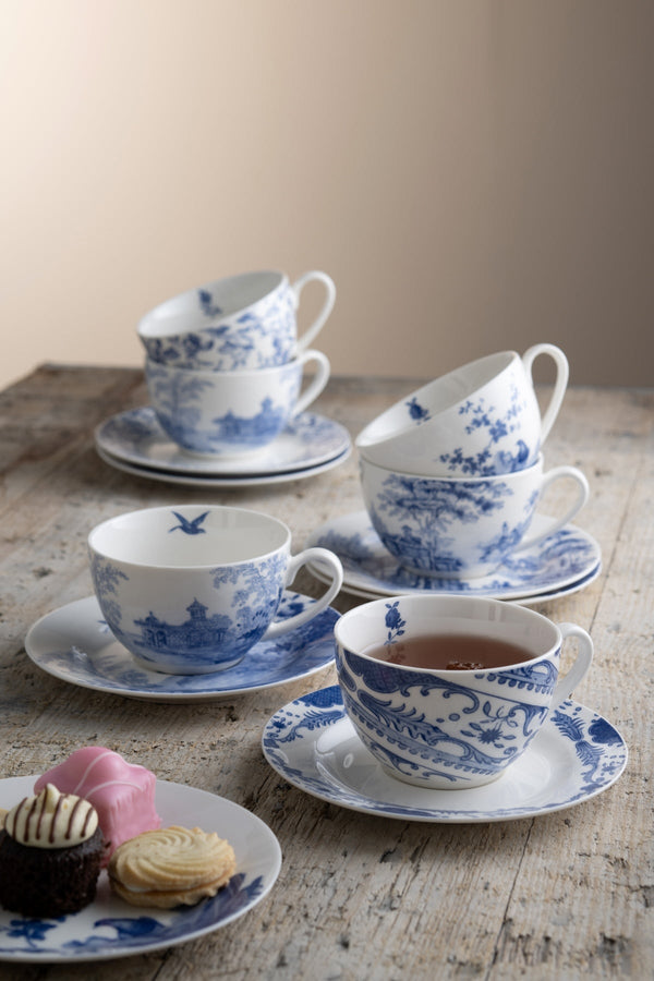 Carraig Donn Archive Blue Teacup And Saucer Set Of 6