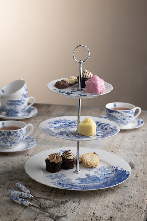 Archive Blue Three Tier Cake Stand