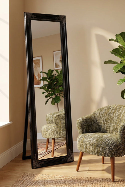 Audrey Black Floor Standing Mirror