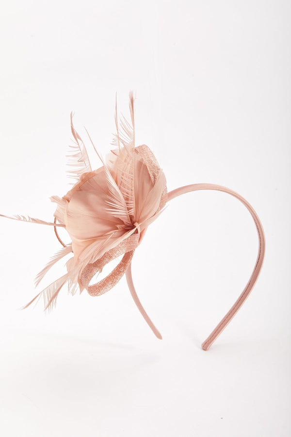 Carraig Donn Baby Pink Feather Flower Fascinator