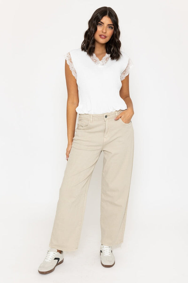 Carraig Donn Barrel Leg Jeans in Beige