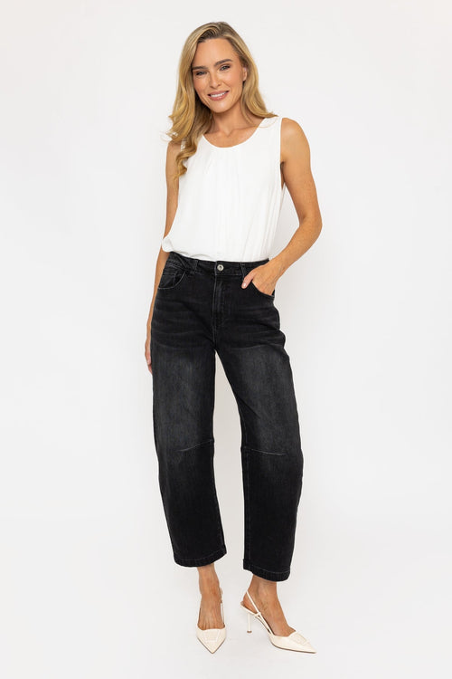Barrel Leg Jeans in Charcoal