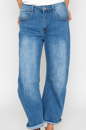 Carraig Donn Barrel Leg Jeans in Denim Blue
