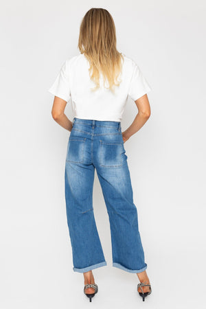Carraig Donn Barrel Leg Jeans in Denim Blue