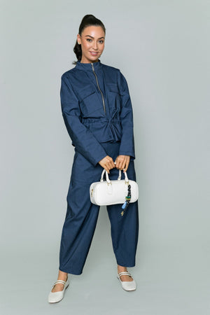 Carraig Donn Barrel Leg Trousers in Denim