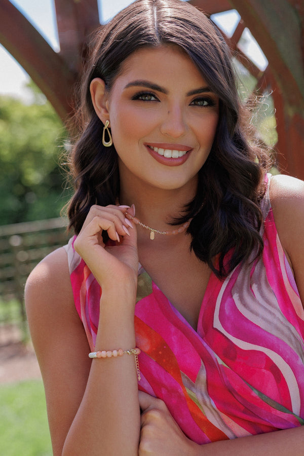 Carraig Donn Beaded Pearl & Orange Stone Bracelet