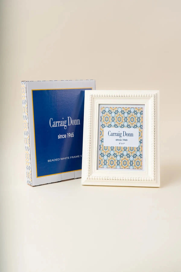 Carraig Donn Beaded White Photo Frame 5x7