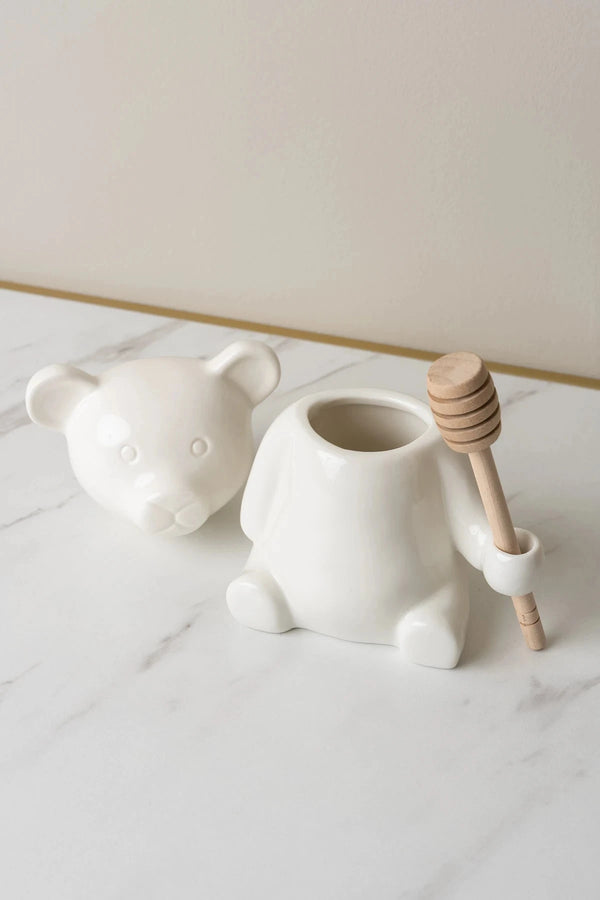 Carraig Donn Bear Shaped Honey Pot with Honey Dipper