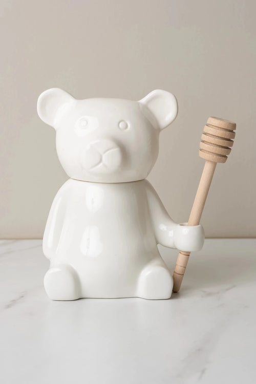 Bear Shaped Honey Pot with Honey Dipper