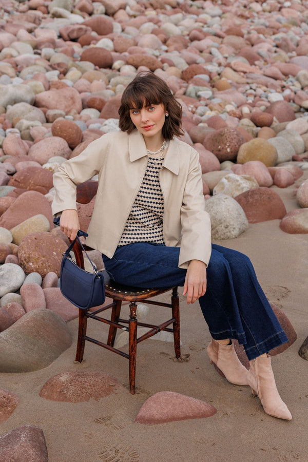 Carraig Donn Beige and Navy Knit Vest