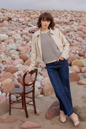 Carraig Donn Beige and Navy Knit Vest