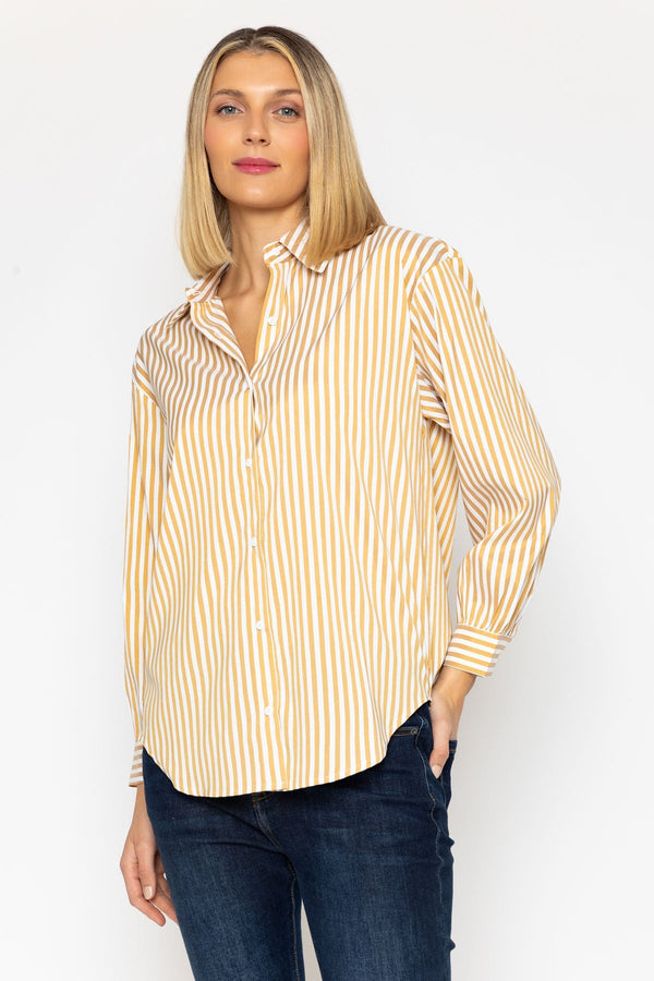 Carraig Donn Beige Classic Striped Shirt