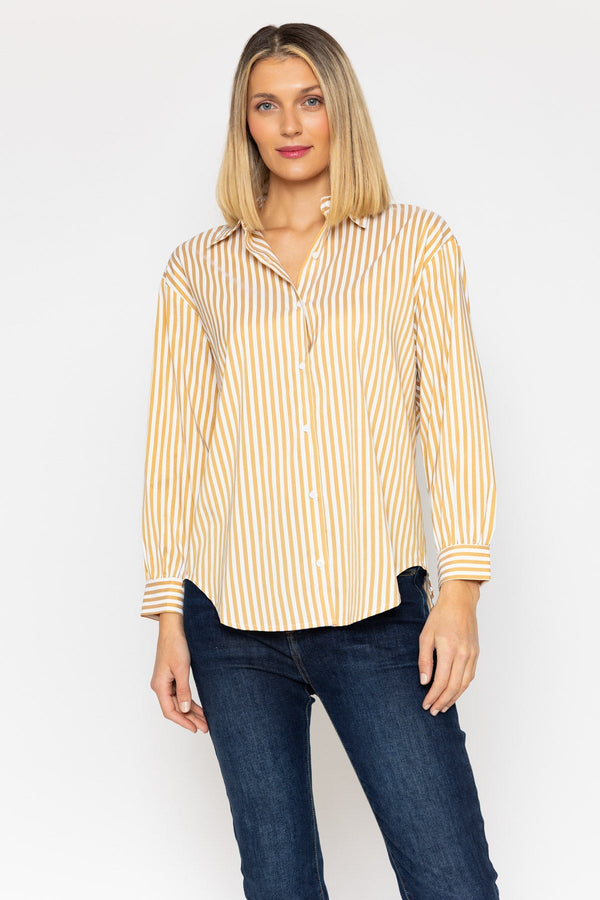 Carraig Donn Beige Classic Striped Shirt