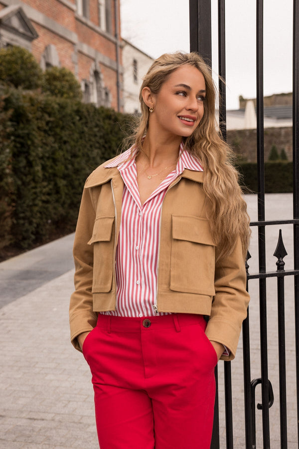 Carraig Donn Beige Cotton Utility Jacket