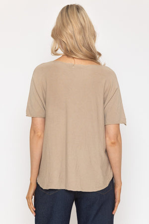 Carraig Donn Beige Floral Short Sleeve Knit