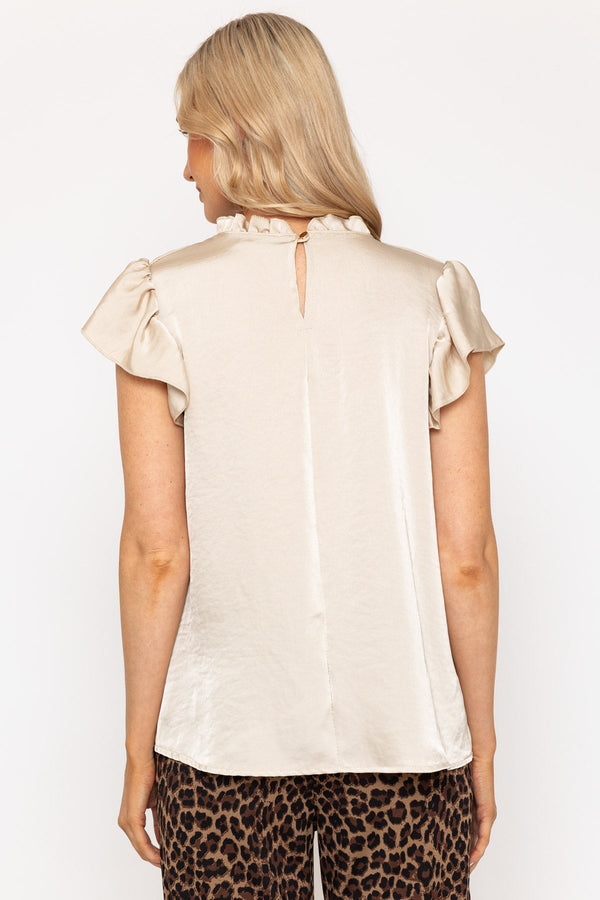 Carraig Donn Beige High Neck Sateen Top