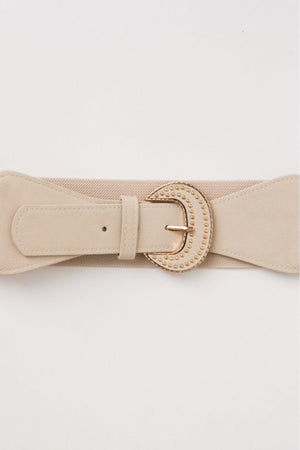 Carraig Donn Beige Large Buckle Elasticated Belt