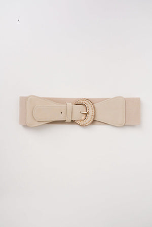 Carraig Donn Beige Large Buckle Elasticated Belt