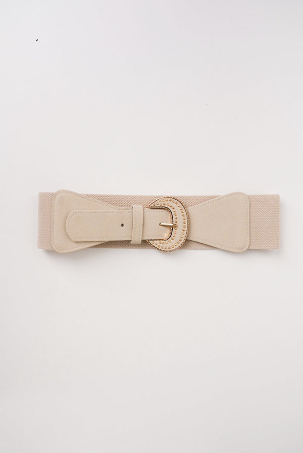 Carraig Donn Beige Large Buckle Elasticated Belt