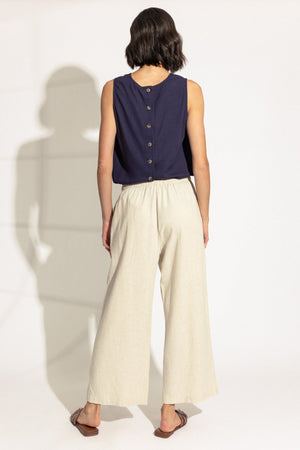 Carraig Donn Beige Linen Blend Wide Leg Trousers