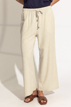 Carraig Donn Beige Linen Blend Wide Leg Trousers