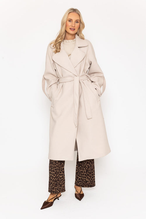 Beige Long Belted Coat