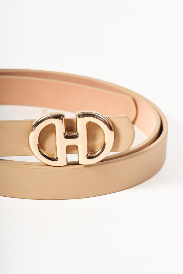 Carraig Donn Beige Metal Link Detail Belt - Size M/L