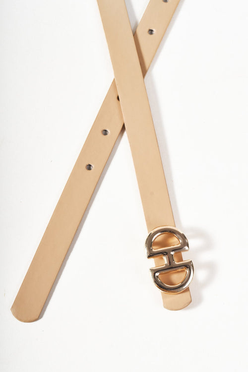 Beige Metal Link Detail Belt - Size M/L