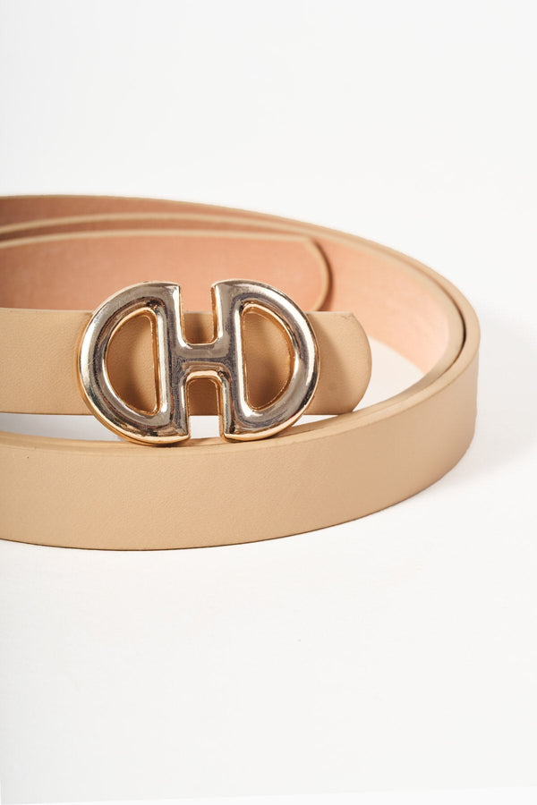 Carraig Donn Beige Metal Link Detail Belt - Size S/M