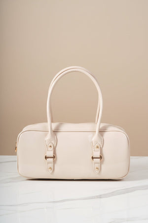 Carraig Donn Beige Patent Baguette Bag