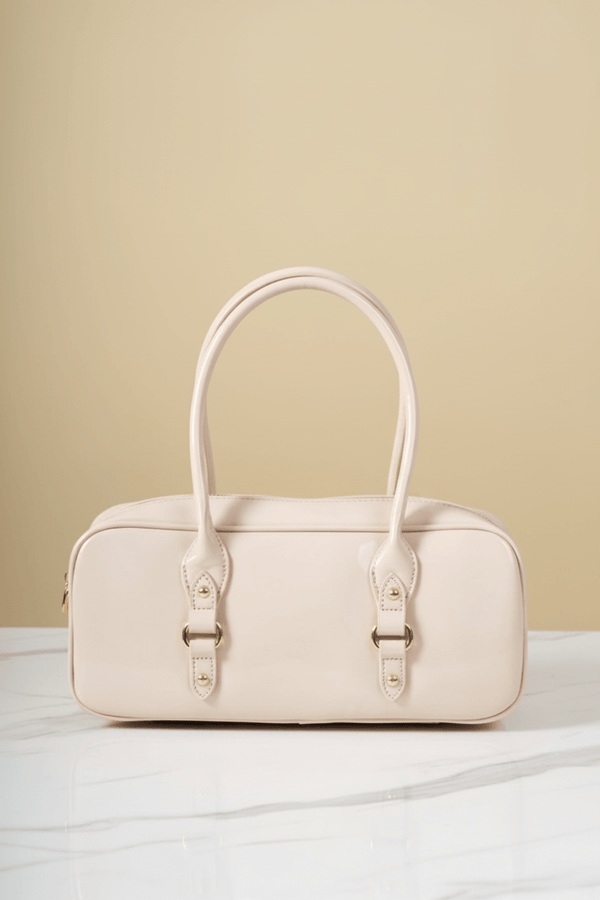 Carraig Donn Beige Patent Baguette Bag