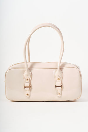 Carraig Donn Beige Patent Baguette Bag