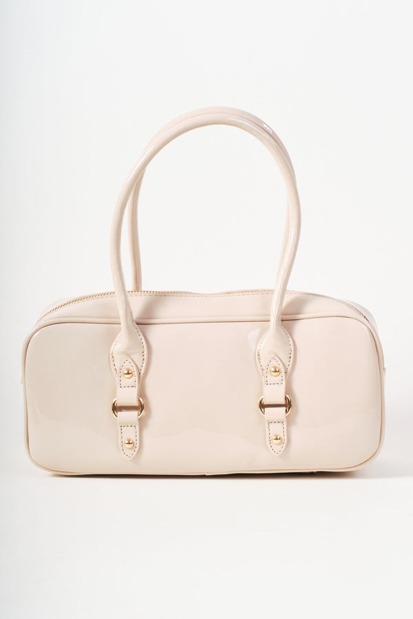 Carraig Donn Beige Patent Baguette Bag