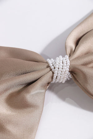 Carraig Donn Beige Satin Pearl Bow Hair Clip