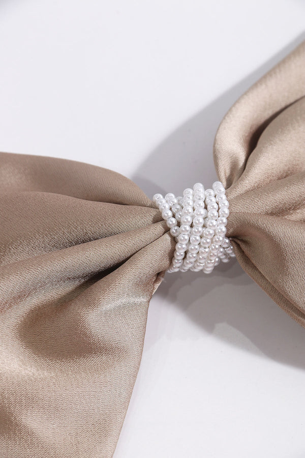 Carraig Donn Beige Satin Pearl Bow Hair Clip