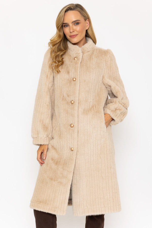 Beige Victoria Faux Fur Coat