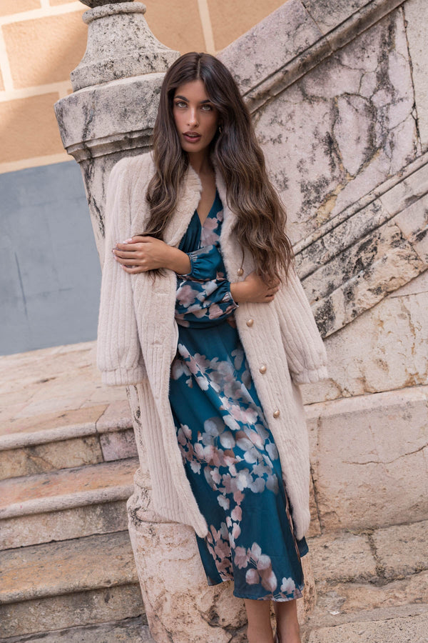 Beige Victoria Faux Fur Coat