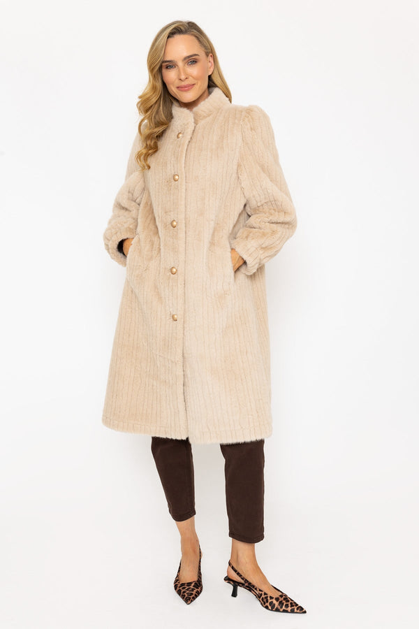 Beige Faux Fur Coat Ladies Jackets Carraig Donn