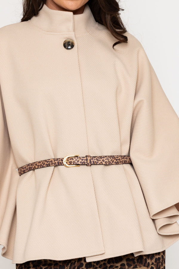 Carraig Donn Belted Cape Jacket in Beige