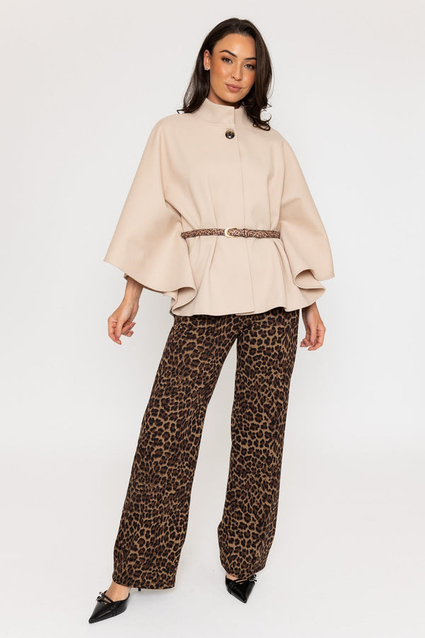 Carraig Donn Belted Cape Jacket in Beige