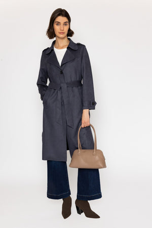 Carraig Donn Belted Twill Trench Coat in Navy