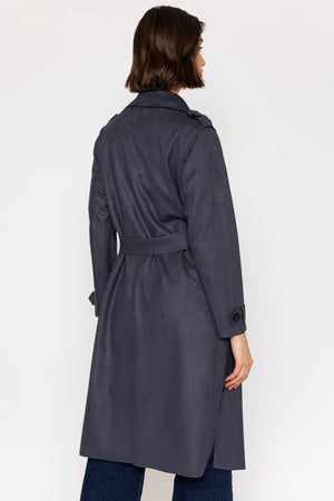 Carraig Donn Belted Twill Trench Coat in Navy