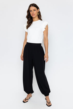 Carraig Donn Black Balloon Hem Stretch Trousers