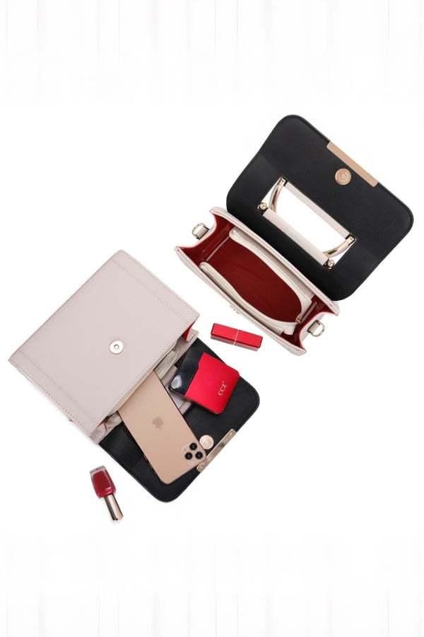Carraig Donn Black & Beige Colour Block Top Handle Flap Bag